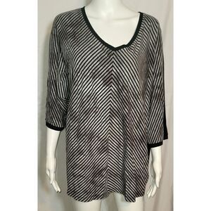 Catherine's Graphic Print Top Pullover Three Quarter Sleeve - Size 1X